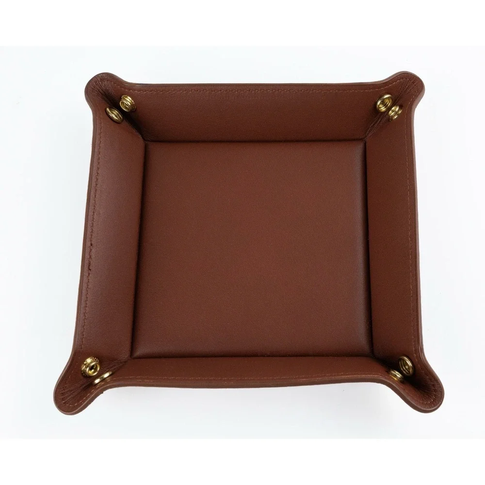 Royce New York Brown Leather Valet Tray For Men